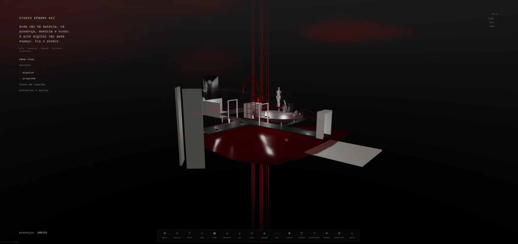 Wide view of the Studio Débora Kaz virtual environment